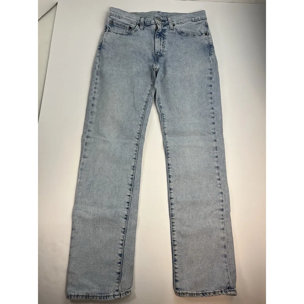 Levis 514 Premium Big E Jeans Mens 30x30 Light Wash Denim Straight Fit Mid Rise